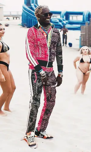 Young Thug wearing Versace shirt