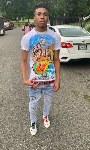 NLE Choppa wearing MCM belt