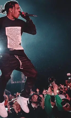 ASAP Rocky wearing Rick Owens sweatshirt