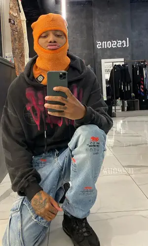 Night Lovell wearing Off-White jeans