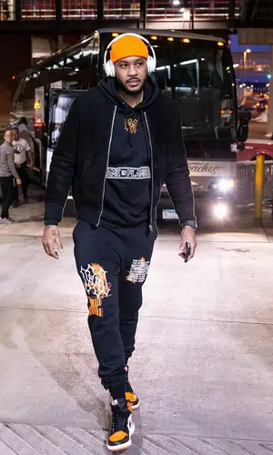 Carmelo Anthony wearing Famous Nobody’s pants