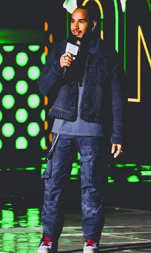 Lewis Hamilton wearing Louis Vuitton top