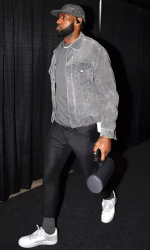 LeBron James wearing Thom Browne trousers