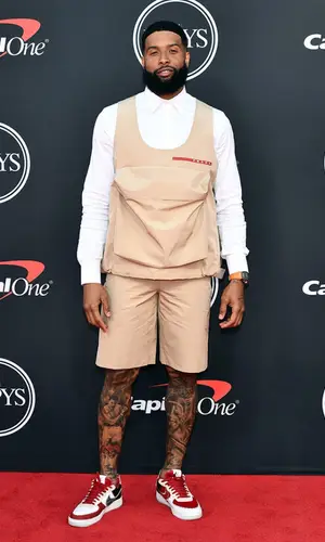 Odell Beckham Jr wearing Prada shorts