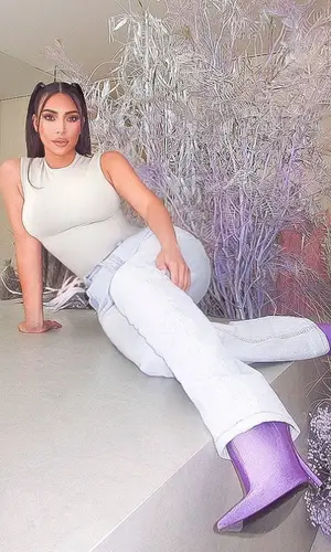 Kim Kardashian wearing Yeezy jeans