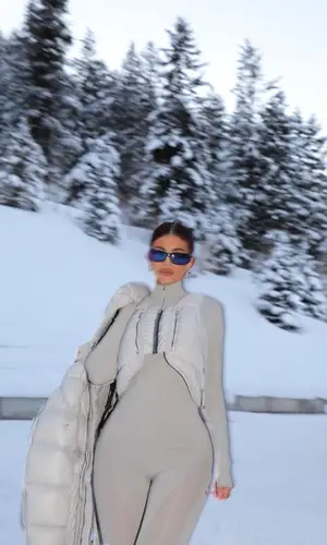 Kylie Jenner wearing Moncler pants
