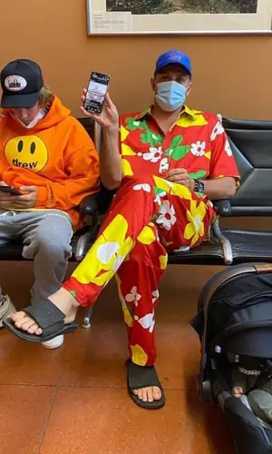 Justin Bieber wearing Vetements sock