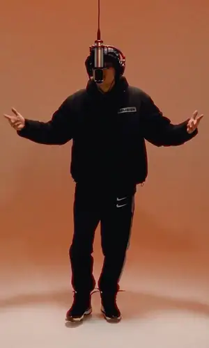 SEEMEE wearing Nike pants