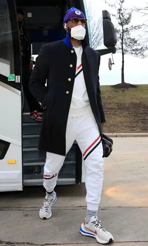 LeBron James wearing Thom Browne sweatshirt