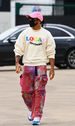 Lewis Hamilton wearing Madhappy sweatshirt