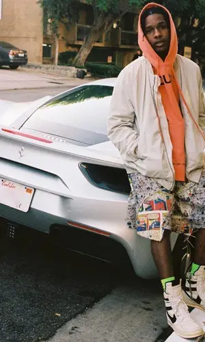 ASAP Rocky wearing Comme Des Garcons shorts