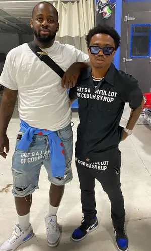 Roddy Ricch wearing Desto Dubb shirt
