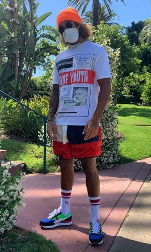 Lewis Hamilton wearing Puma sock