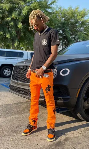 Rich The Kid wearing Chrome Hearts belt