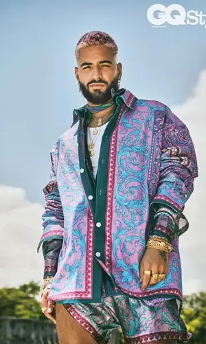 Maluma wearing Versace shirt