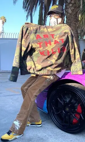 Quavo wearing Gallery Dept. sock