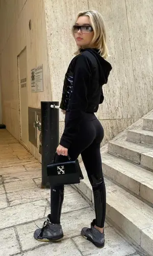 Sarah Snyder wearing Alo Yoga jacket