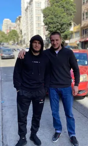 Khabib Nurmagomedov wearing Burberry pants