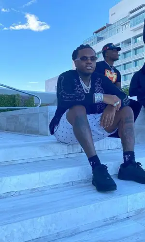 Gunna wearing Amiri top