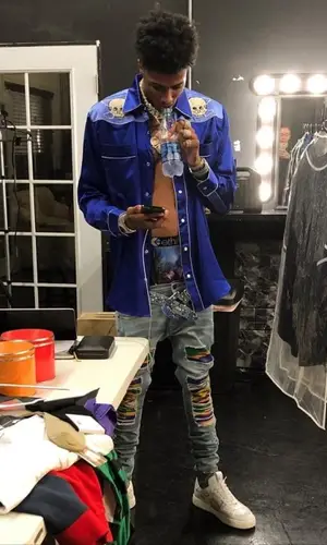 Blueface wearing Ethika underwear