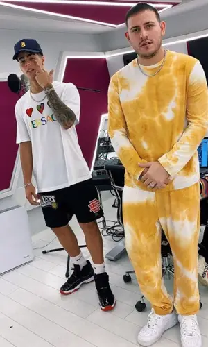 Lunay wearing Versace t-shirt