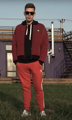 Юрий Дудь wearing RITMIKA jacket