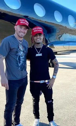 Lil Pump wearing Louis Vuitton belt