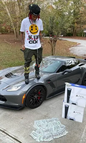 Lil Gnar wearing PlayStation other