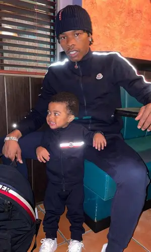 Lil Baby wearing Moncler backpack