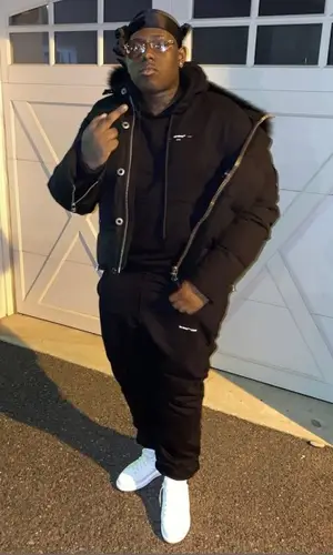 Sheff G wearing Off-White hoody