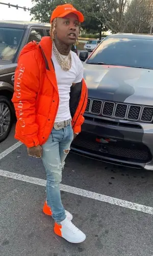 Lil Durk wearing Palm Angels cap