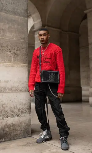 Darion Benzo wearing Fear of God pants