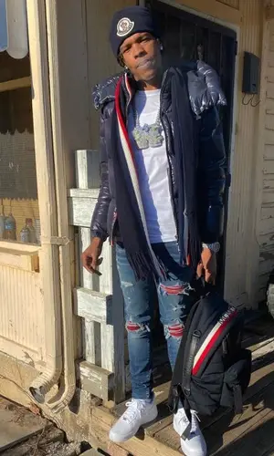 Lil Baby wearing Moncler backpack