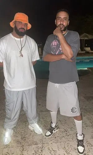 French Montana wearing Eric Emanuel shorts