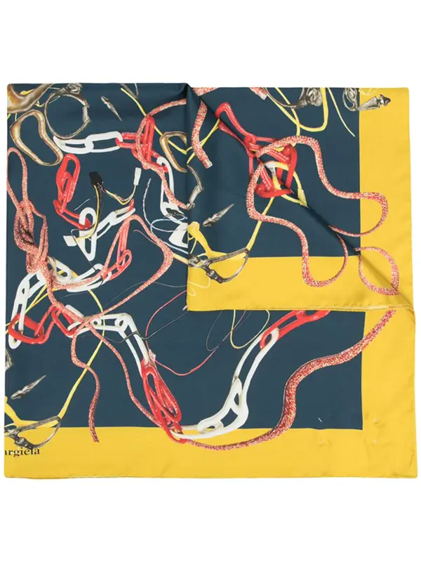 Maison Margiela Graphic Print Pattern Scarf In Blue $415