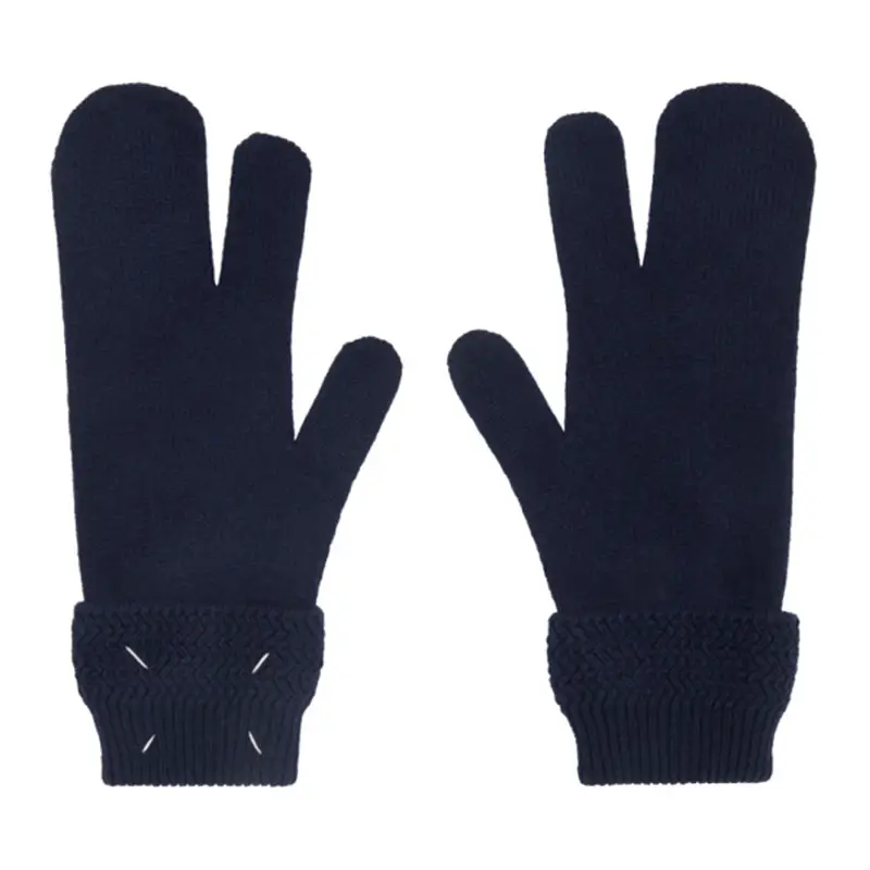 Maison Margiela Navy Blu Wool-cashmere Blend Tabi Gloves In 524 Navy $290