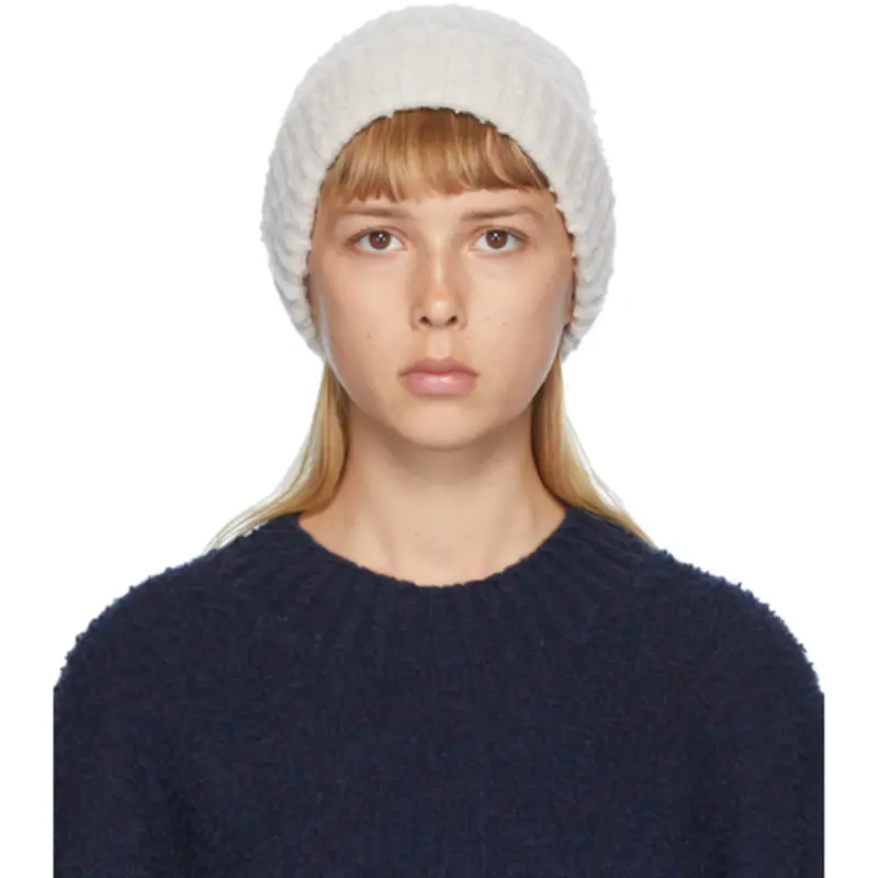 Maison Margiela Maison Margiela Off-white Pilled Gauge Beanie In 800 Pearl $360