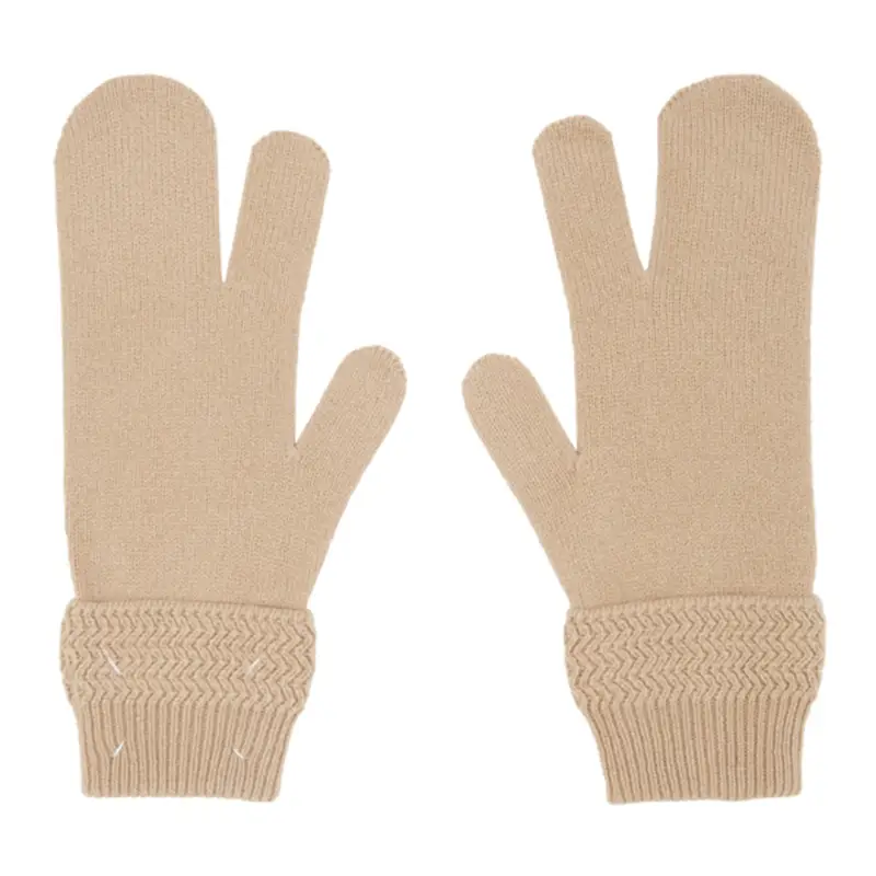 Maison Margiela Maison Margiela Beige Tabi Gloves In Camel $290