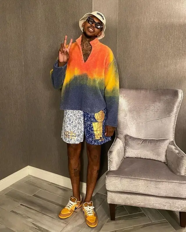 Nick Young outfit in Cactus Plant Flea Market, Stussy, and Comme Des Garcons, 2021