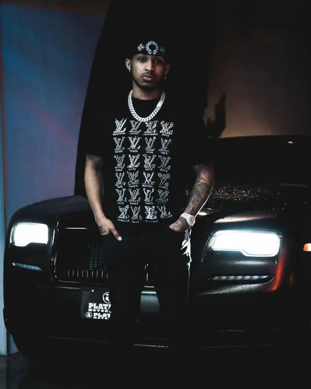DDG outfit in Louis Vuitton, Amiri, and Chrome Hearts, 2021