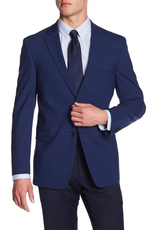 Tommy Hilfiger Adams Navy Plaid Two Button Notch Lapel Suit Separates Jacket $450