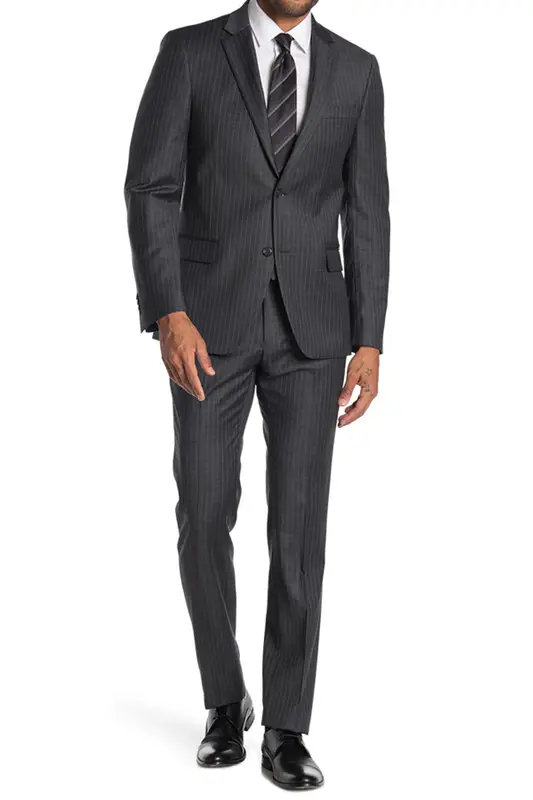 Tommy Hilfiger Men's Modern-fit Thflex Stretch Gray Windowpane Suit In Charcoal/white $650