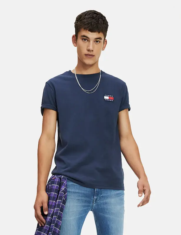 Tommy Hilfiger Tommy Jeans Badge Logo T-shirt In Navy Blue $42
