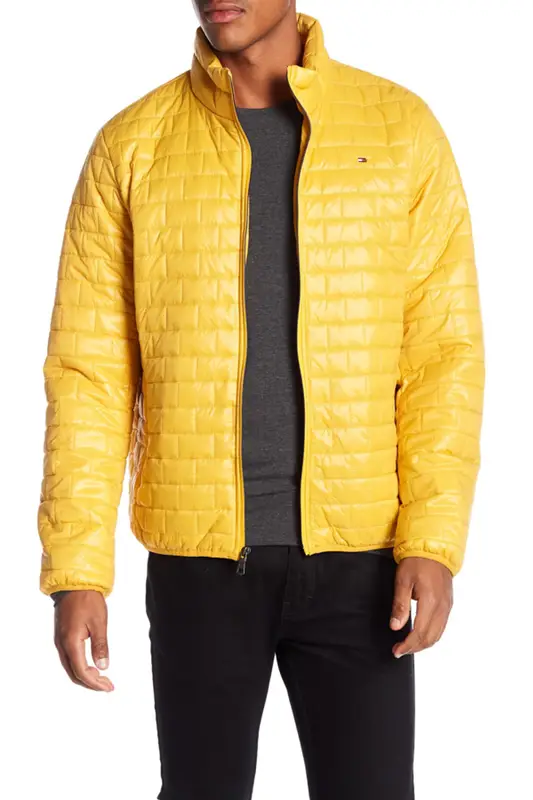 Tommy Hilfiger Box Quilted Packable Puffer Jacket In Yellow $195