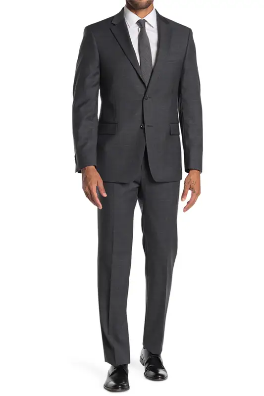 Tommy Hilfiger Two Button Notch Lapel Wool Blend Suit In Charcoal/brown $650
