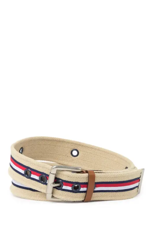 Tommy Hilfiger 40mm Web Belt W/ Ribbon In Khaki $54