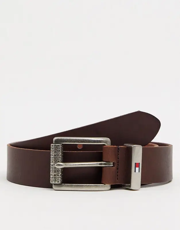 Tommy Hilfiger 3.5m Leather Belt In Brown With Small Logo $52