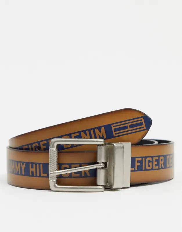 Tommy Hilfiger Reversible Leather Belt In Black With Logo $54