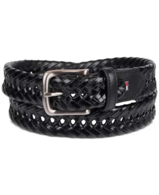 Tommy Hilfiger Men's Braided Leather Belt In Black $52