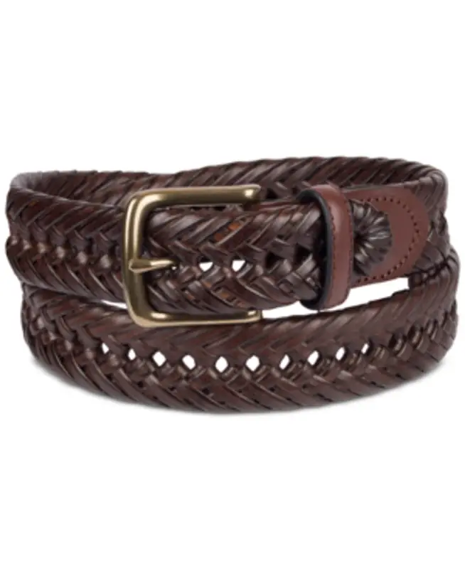 Tommy Hilfiger Men's Braided Leather Belt In Brown $52